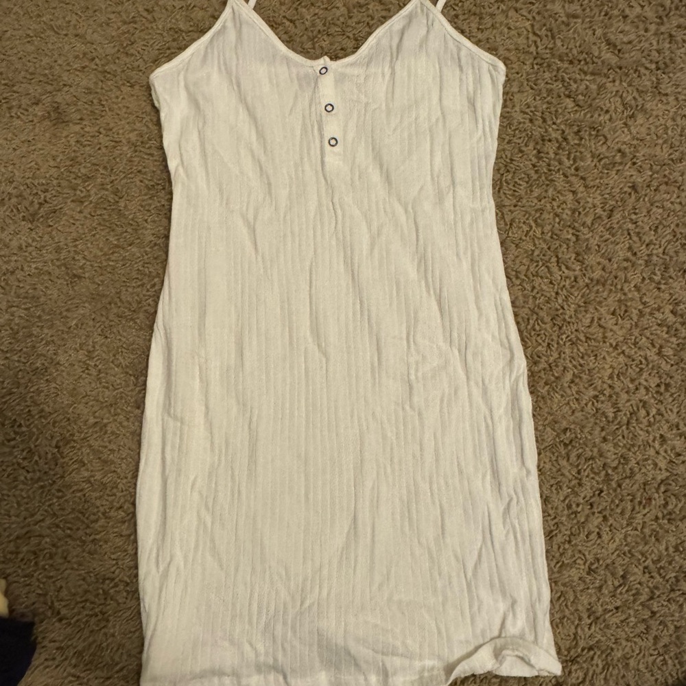 White Sleeveless Button-Front Dress